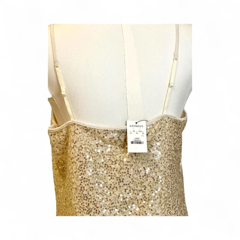 Express Gold Sequin Camisole Top, Size L, by Express